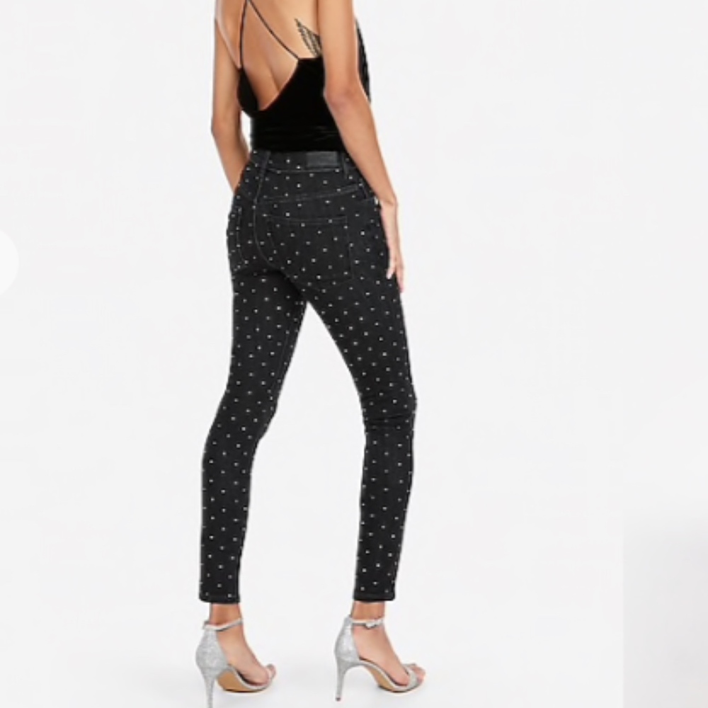 Express Mid Rise Rhinestone Ankle Leggings - Picture 6 of 7
